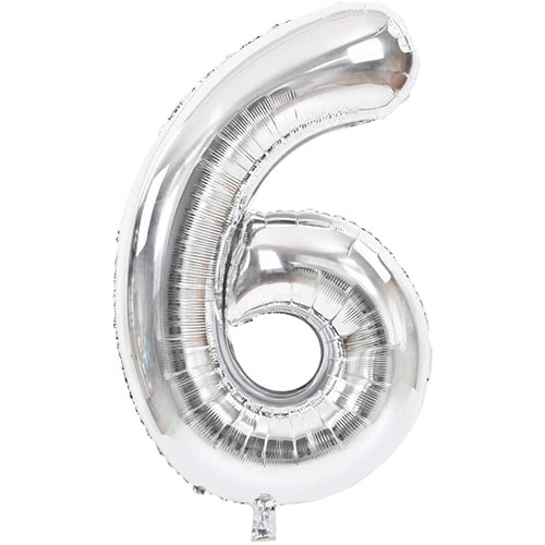 6 Rakam Folyo Balon Gümüş 100 cm