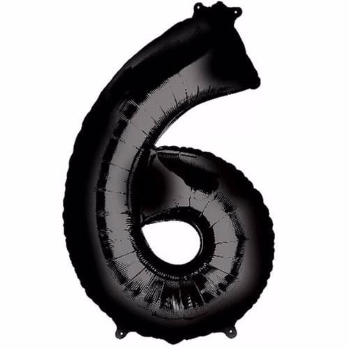 6 Rakam Folyo Balon Siyah 100 cm