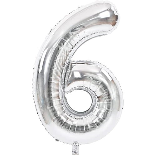 6 Rakam Folyo Gümüş Balon Küçük 35 cm