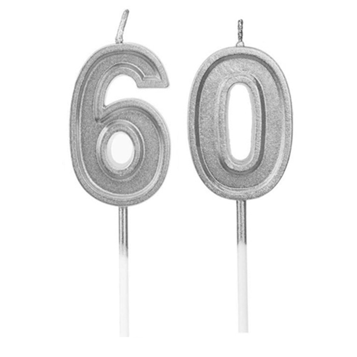 60 Yaş Gümüş Rakam Mum