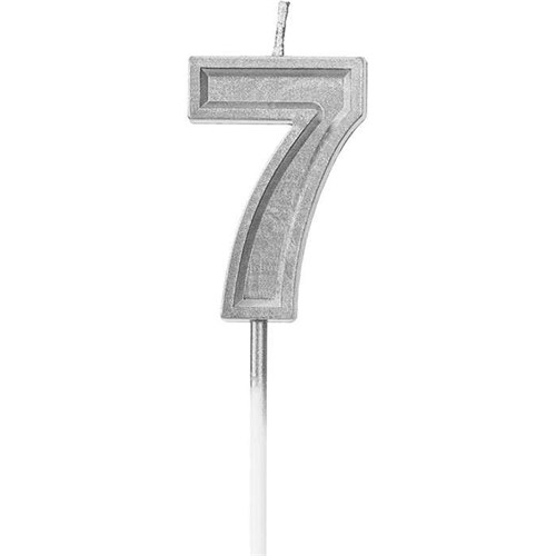 7 Rakam Gümüş Renk Mum