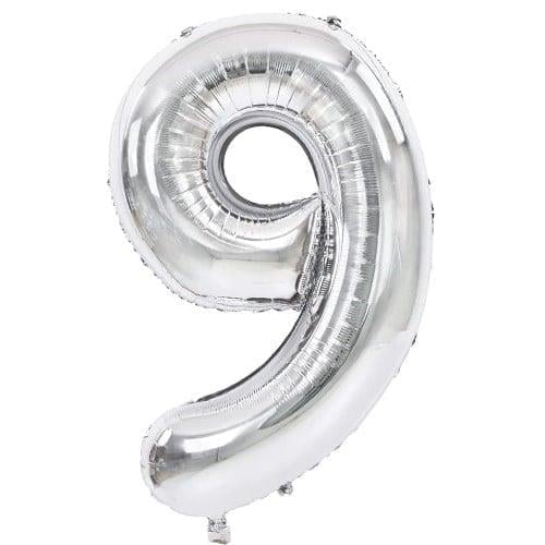 Gümüş Renk 76 cm9 Rakam Folyo Balon Gümüş 76 cm