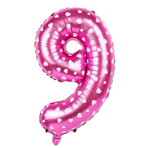 9 Rakam Pembe Kalpli Folyo Balon 40 İnç