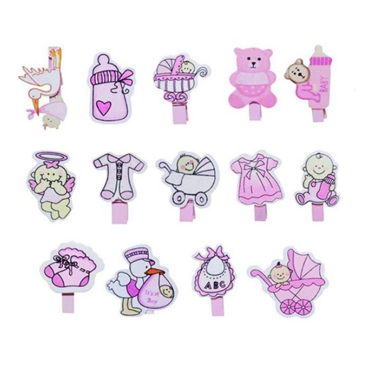 Ahşap Baby Pembe Mandal 6 Adet