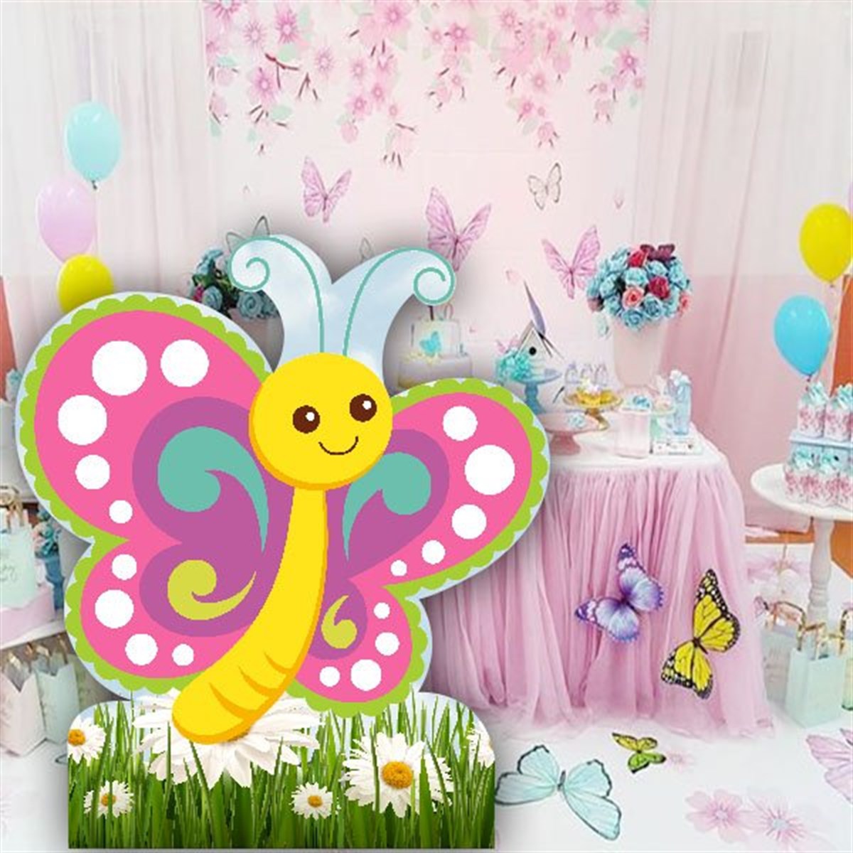 Ayaklı Kelebek Dekor Pano 64 x 73 Cm