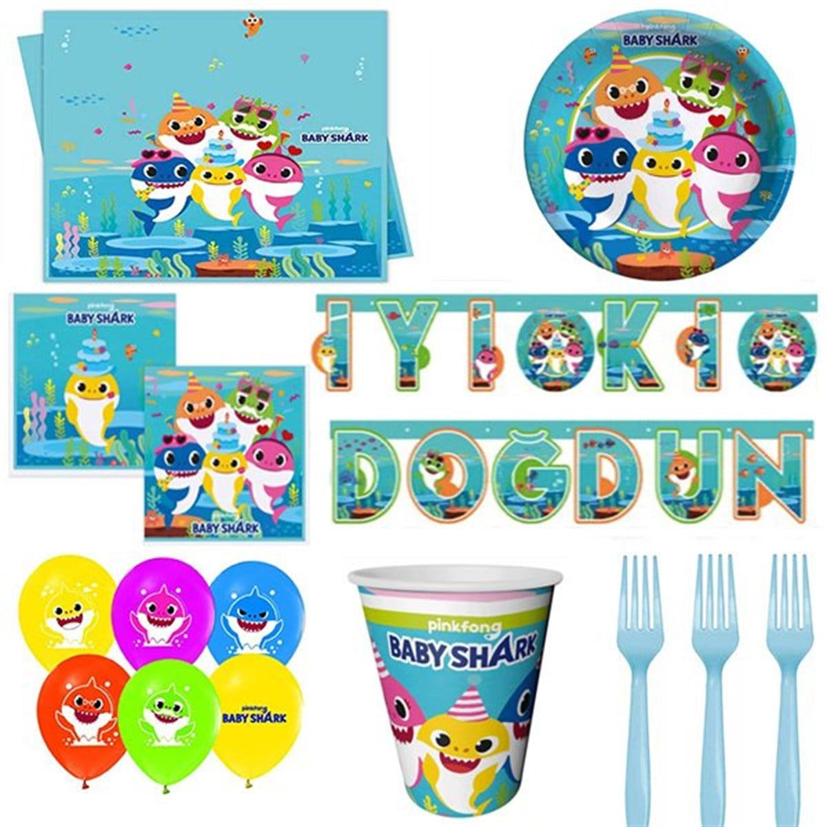 Baby Shark 8 Kişilik Parti Seti