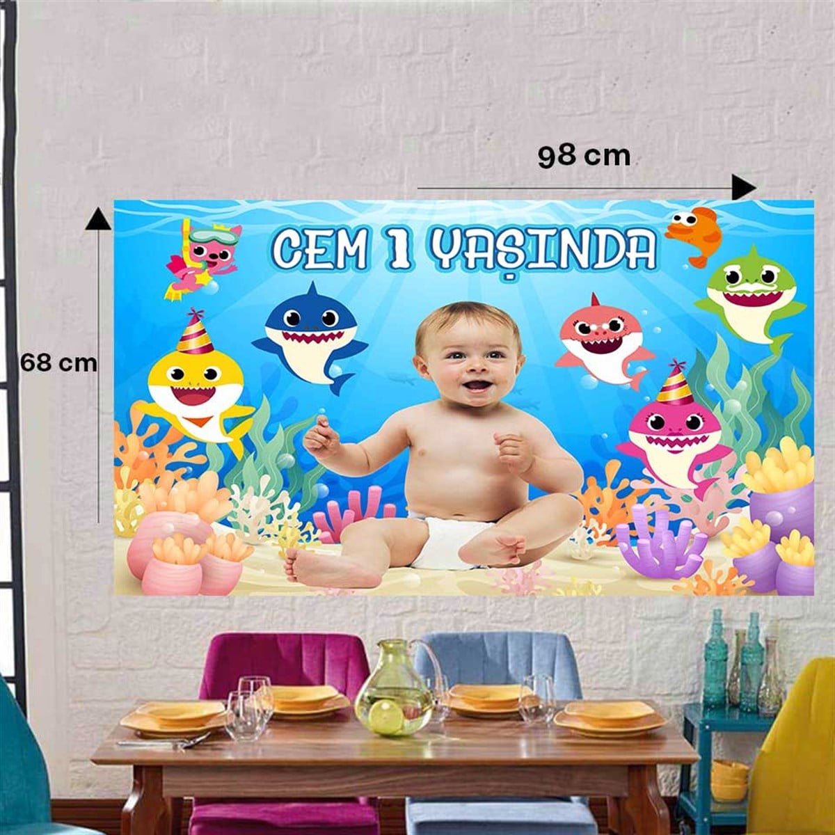 Baby Shark Kişiye Özel Duvar Panosu