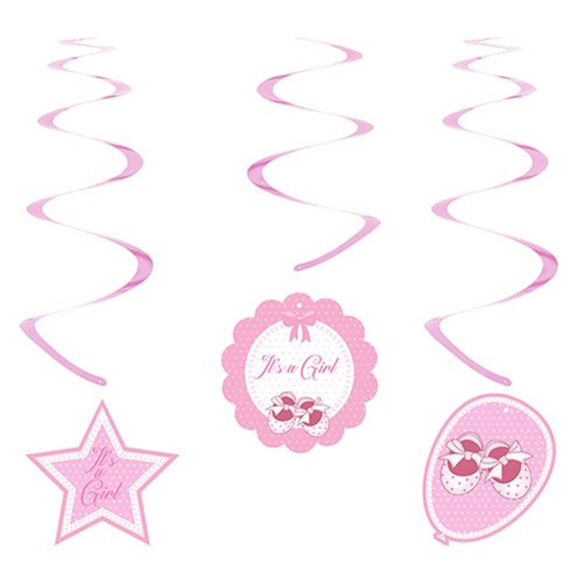 Baby Shower Kız Sarkıt Süs 6 Adet