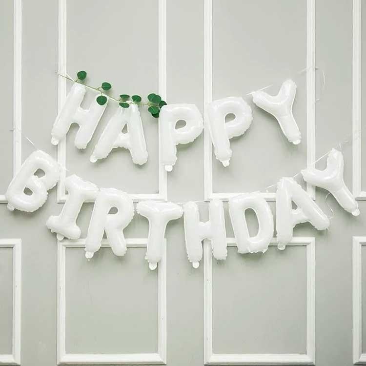Doğum Günü Folyo BalonlarBeyaz Happy Birthday Folyo Balon Seti