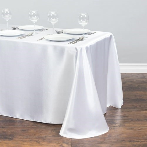 Beyaz Renkli Saten Masa Örtüsü