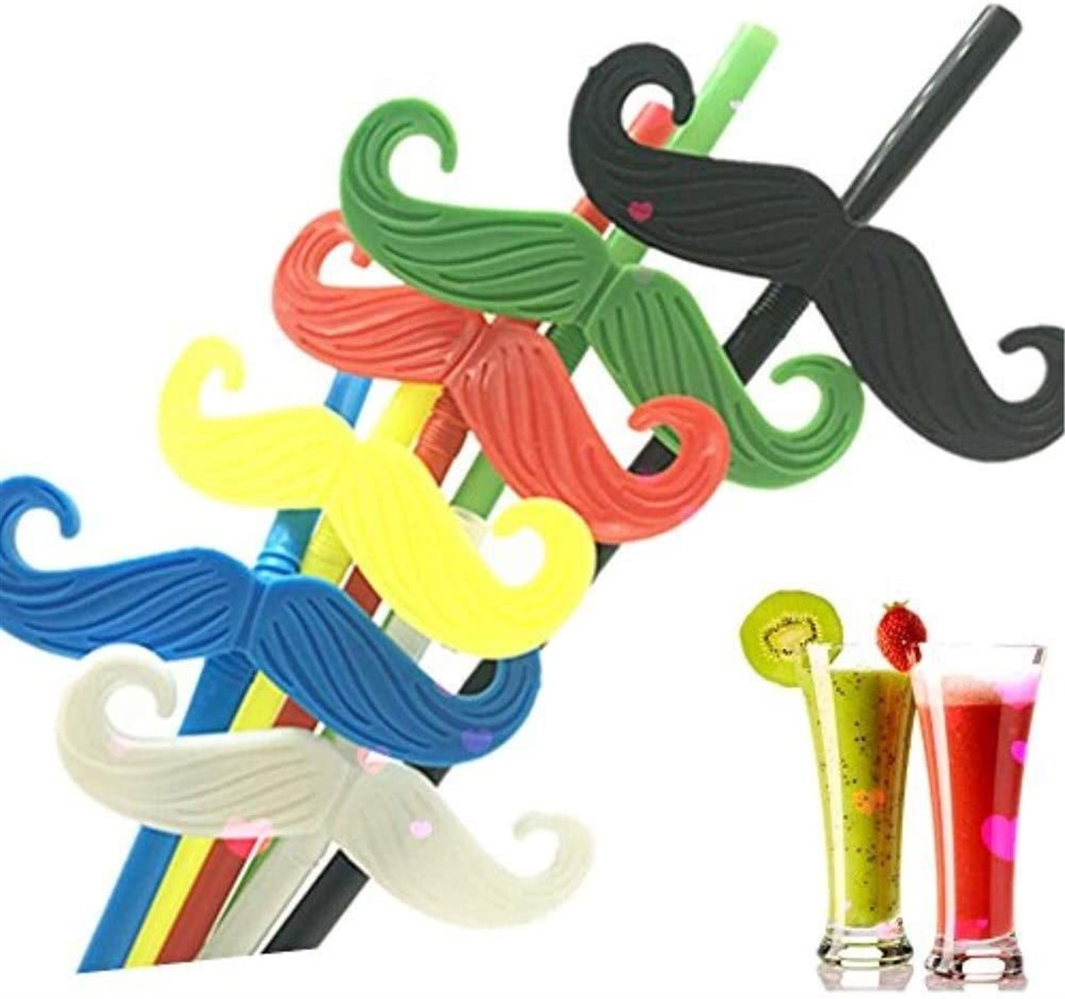 Bıyıklı Plastik Pipet 6 Adet