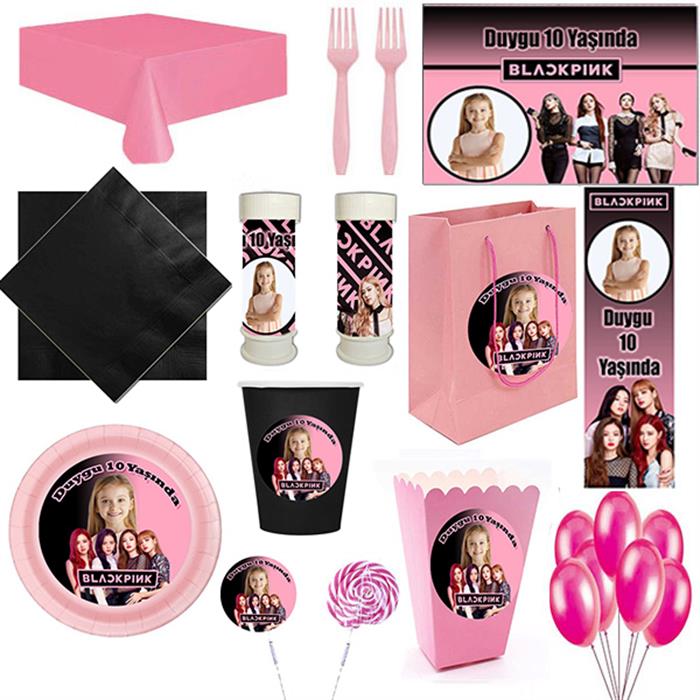 Black Pink Özel Parti Seti 16 Kişilik