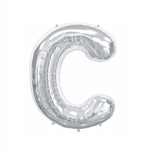 C Harf Folyo Gümüş Balon Küçük 35 Cm