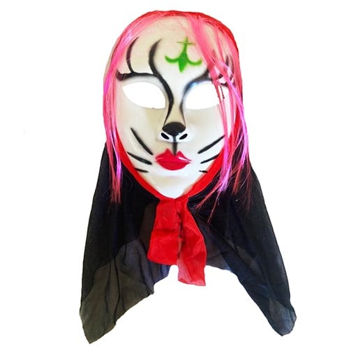 Cadılar Bayramı Kedi Kız Yüz Maskesi
