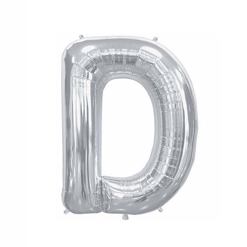 D Harf Folyo Gümüş Balon Küçük 35 Cm