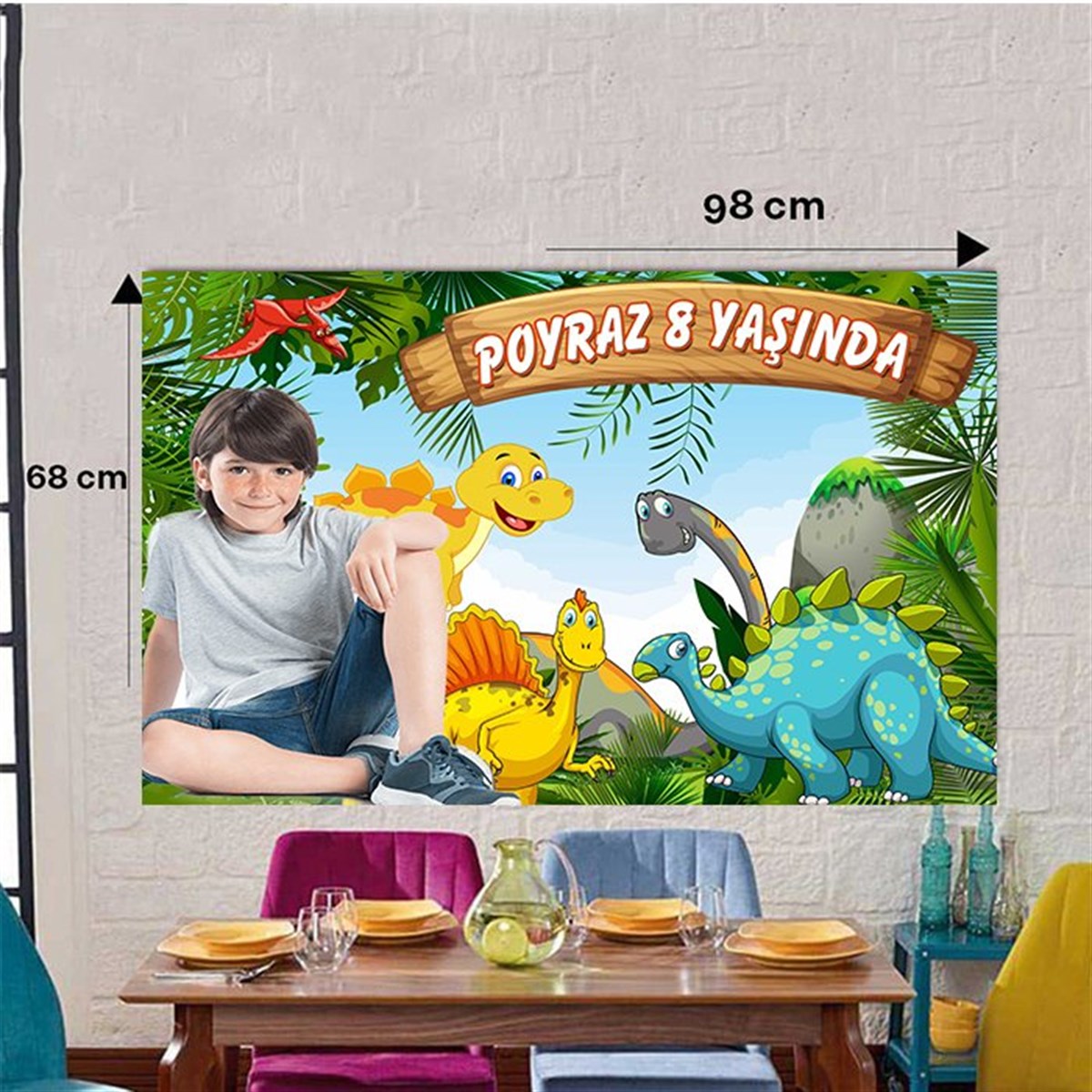 Dinozor Kişiye Özel Duvar Panosu