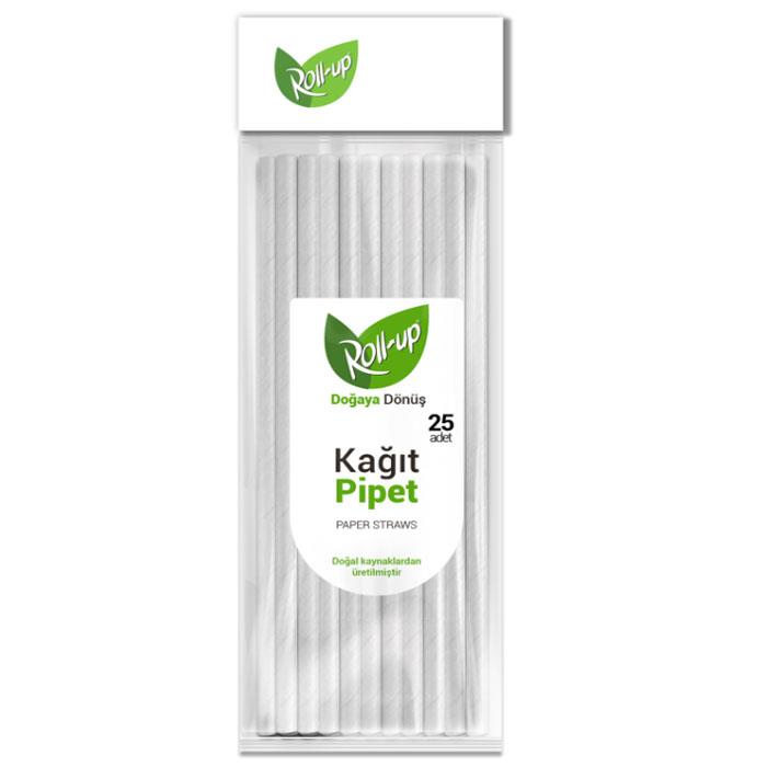 Doğal Pipet Beyaz Renk 25 Adet