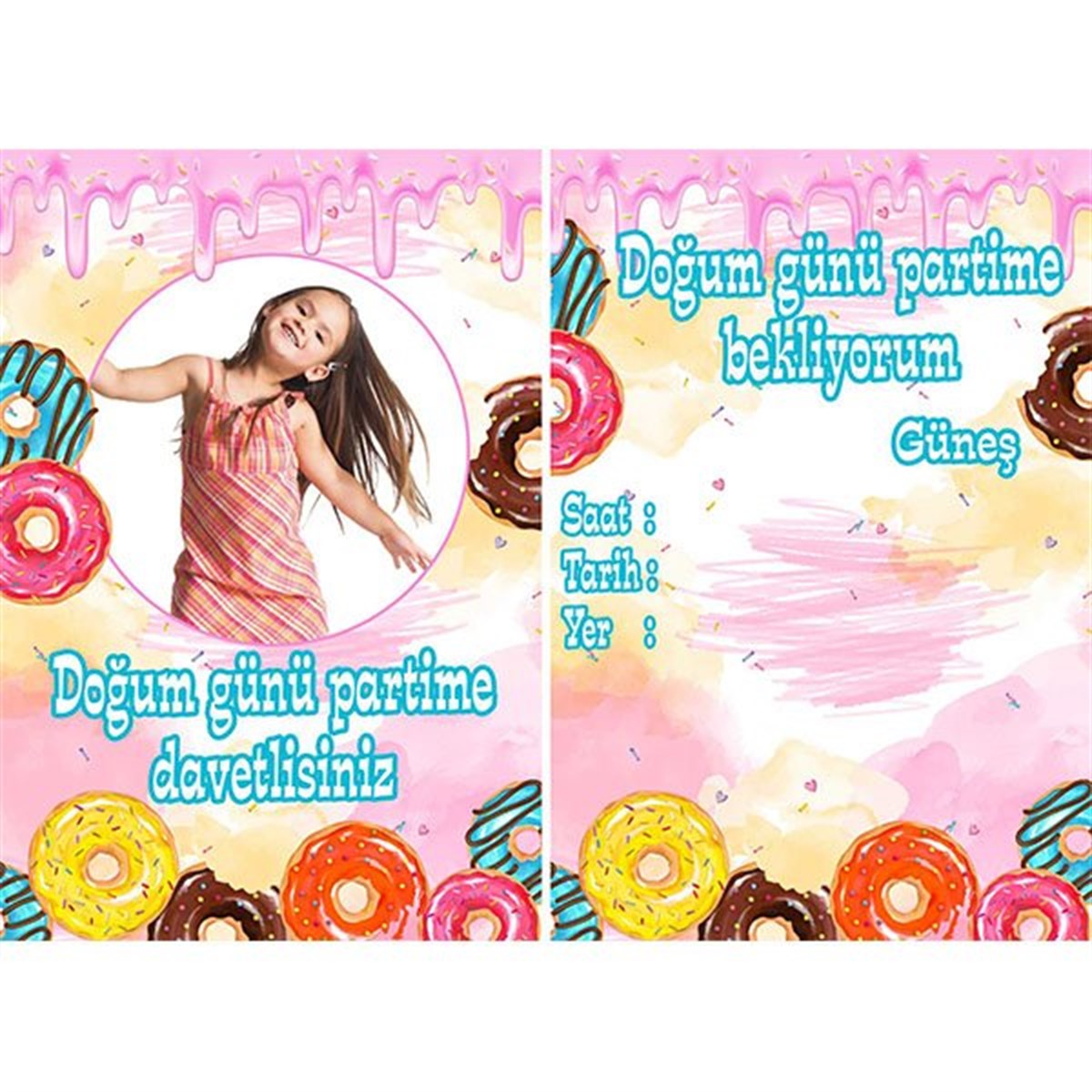 Donut Kişiye Özel Davetiye 10 Adet