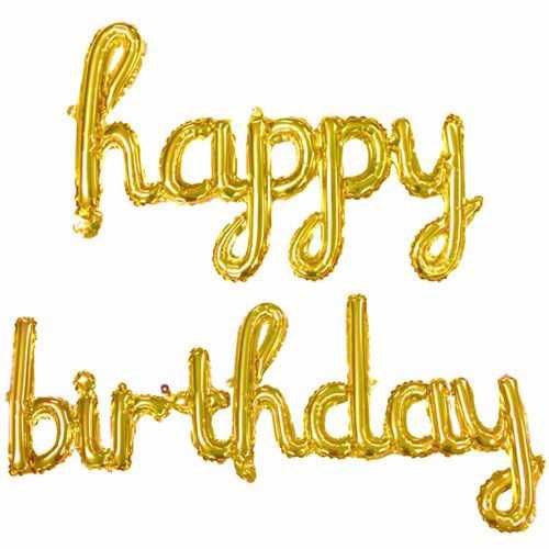 El Yazılı Gold Happy Birthday Folyo Balon
