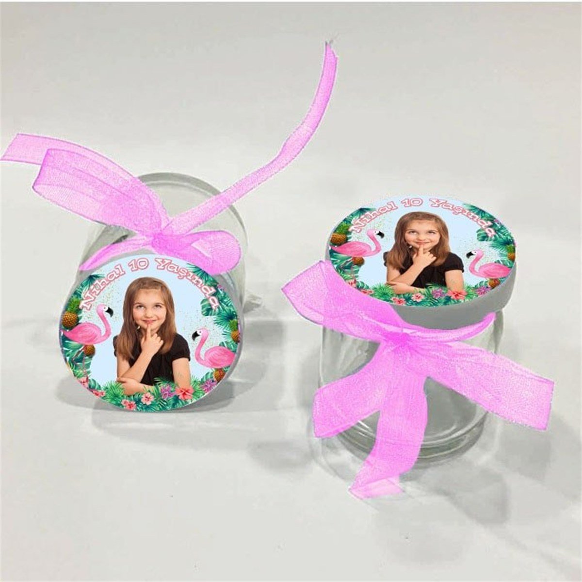 Flamingo Kişiye Özel Kavanoz 10 Adet