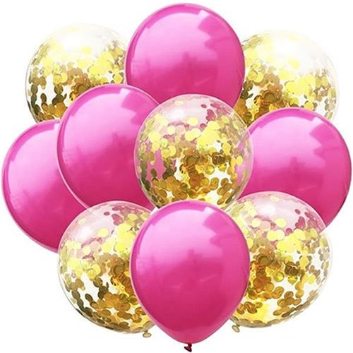 Fuşya Gold Konfetili Balon