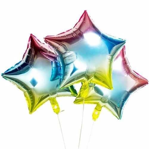 Gökkuşağı Renkli Yıldız Folyo Balon 45 Cm