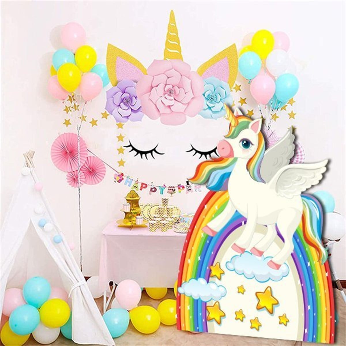 Gökkuşağı Unicorn Ayaklı Pano 69 x 92 Cm