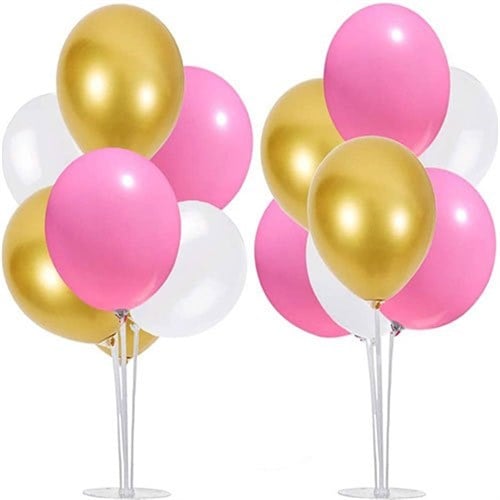 Gold Beyaz Pembe Ayaklı Balon Standı