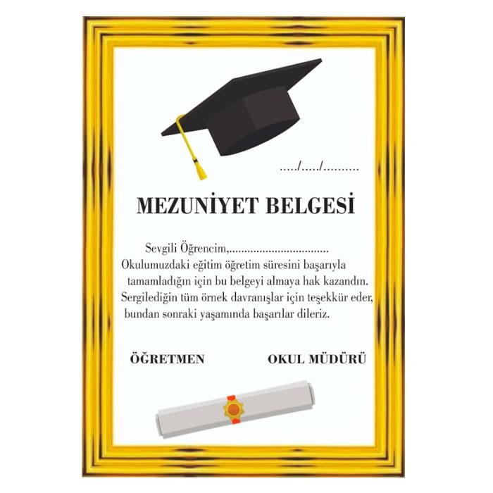 Gold Mezuniyet Belgesi 10 Adet
