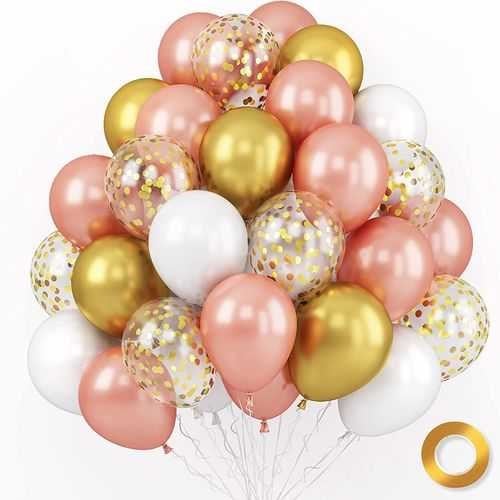 Gold Rose Beyaz Konfetili Uçan Balon 20 Adet