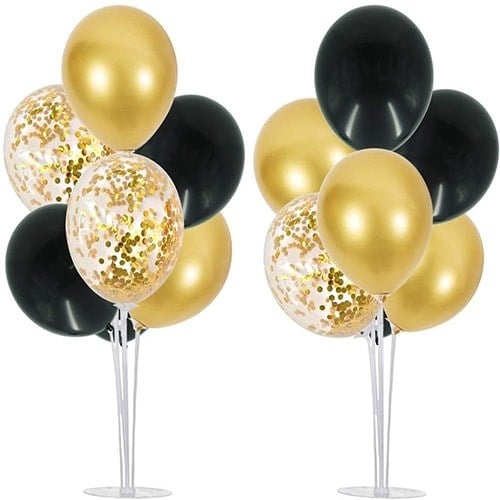 Gold Siyah Konfetili Ayaklı Balon Standı