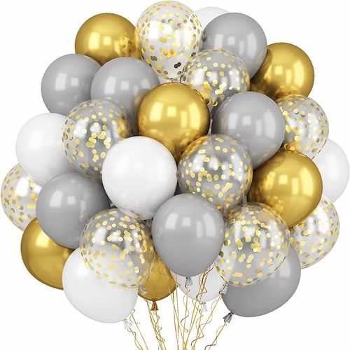 Gri Gold Renkli Uçan Balon 20 Adet