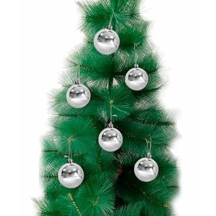 Ağaç SüsleriGümüş 8 cm YIlbaşı Top Süs
