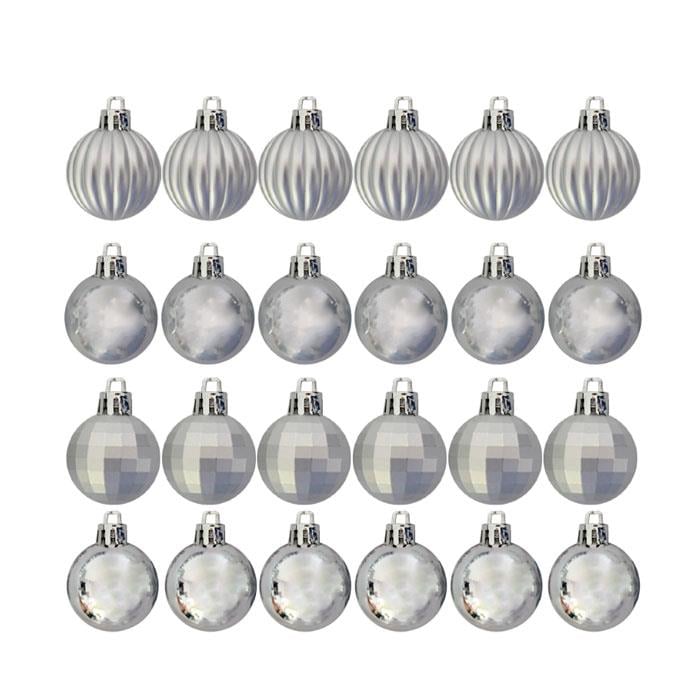Ağaç SüsleriGümüş Cici Toplar 24 Adet 