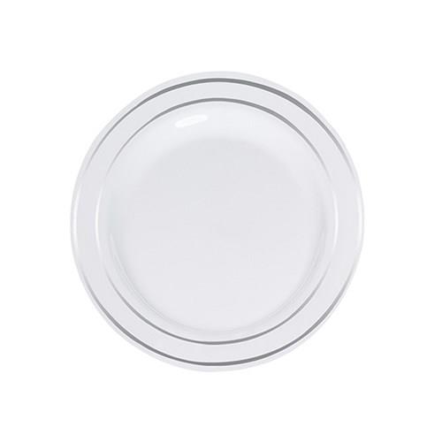 Gümüş Çizgili Mika Tabak 6 Adet 23 cm