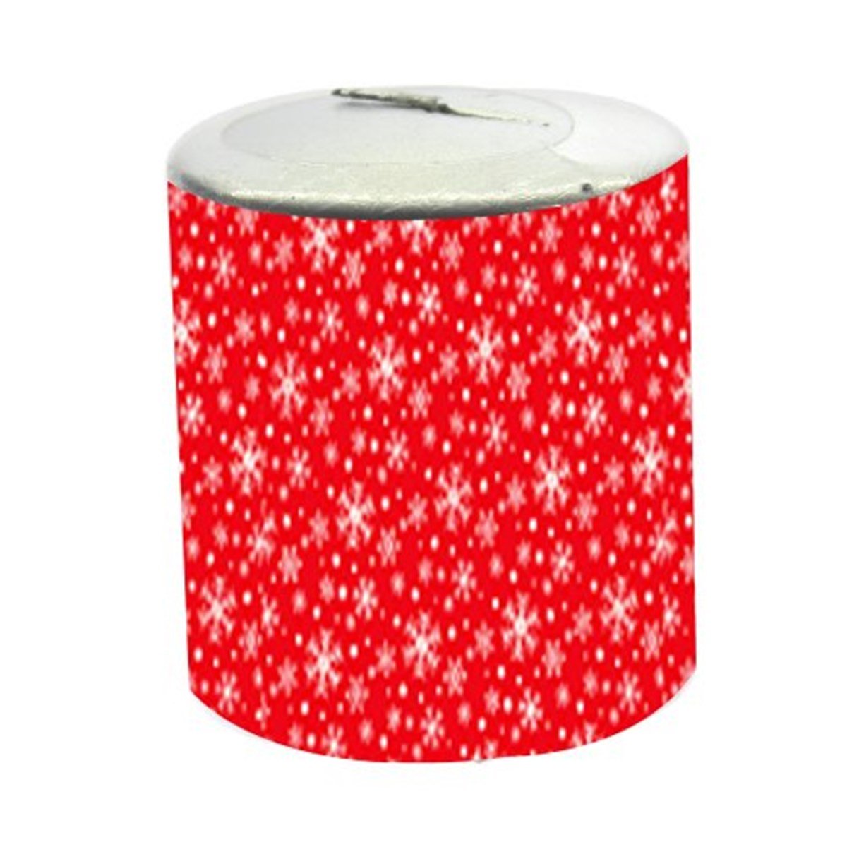 Gümüş Kar Taneli Silindir Mum 6x7 Cm