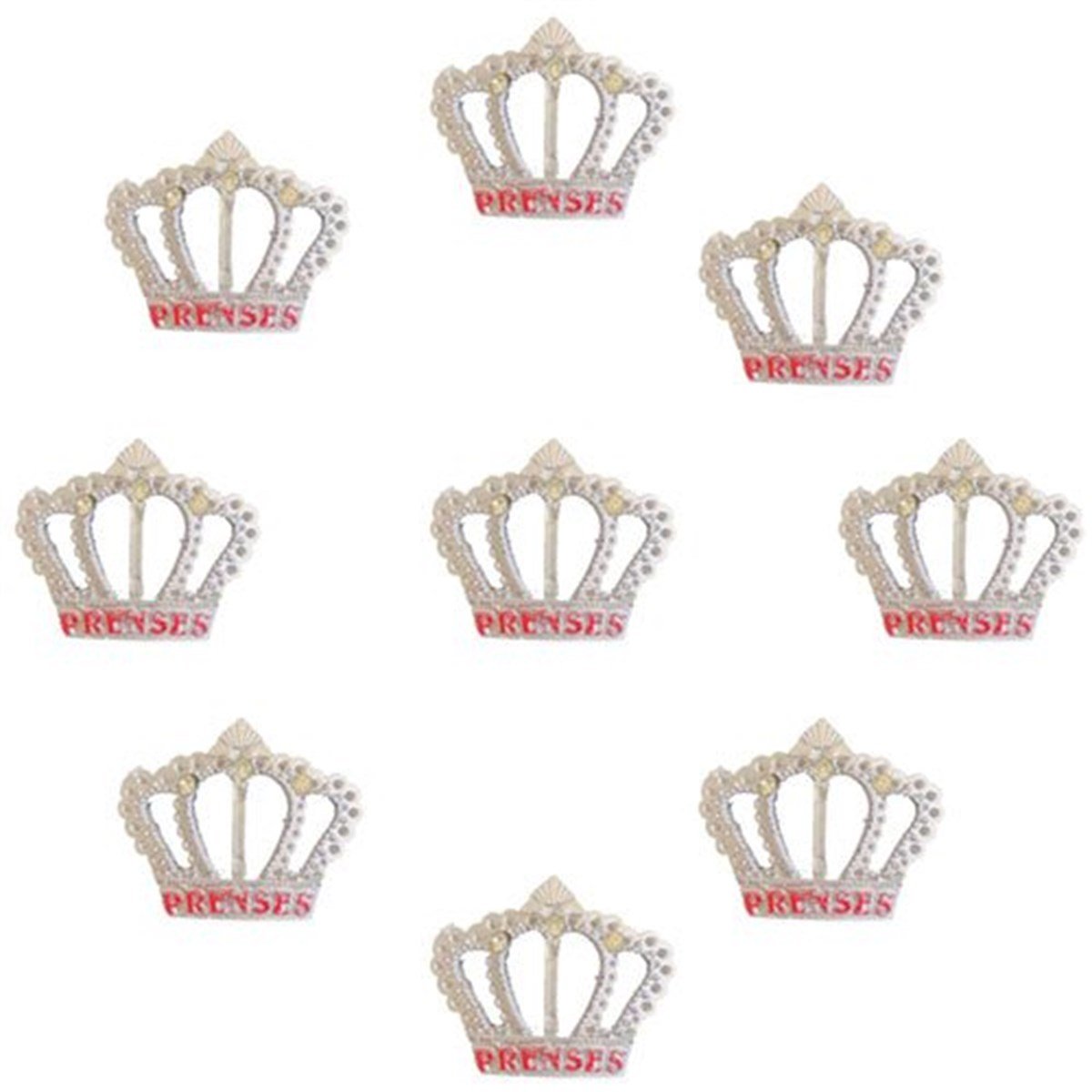 Gümüş Kraliçe Prenses Masa Süsü 10 Adet
