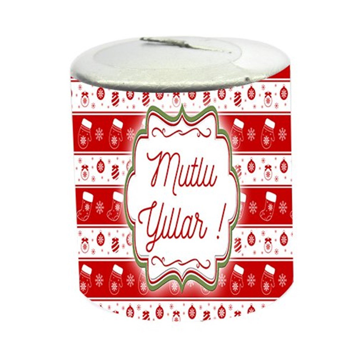 Gümüş Mutlu Yıllar Silindir Mum