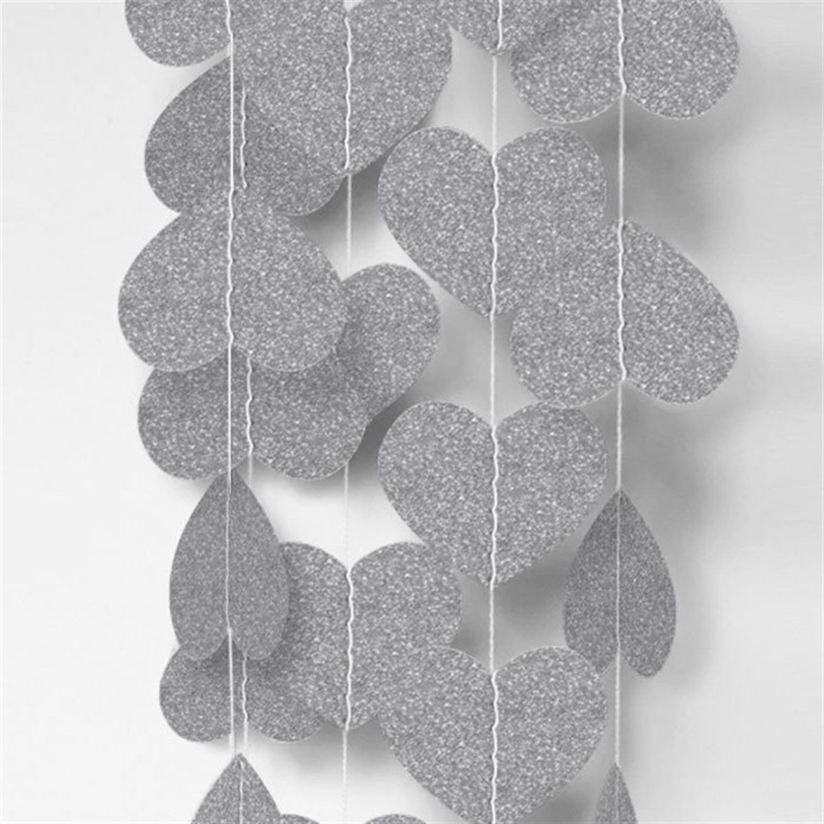 Gümüş Simli Eva Kalp Sakıt Süs 16 Adet