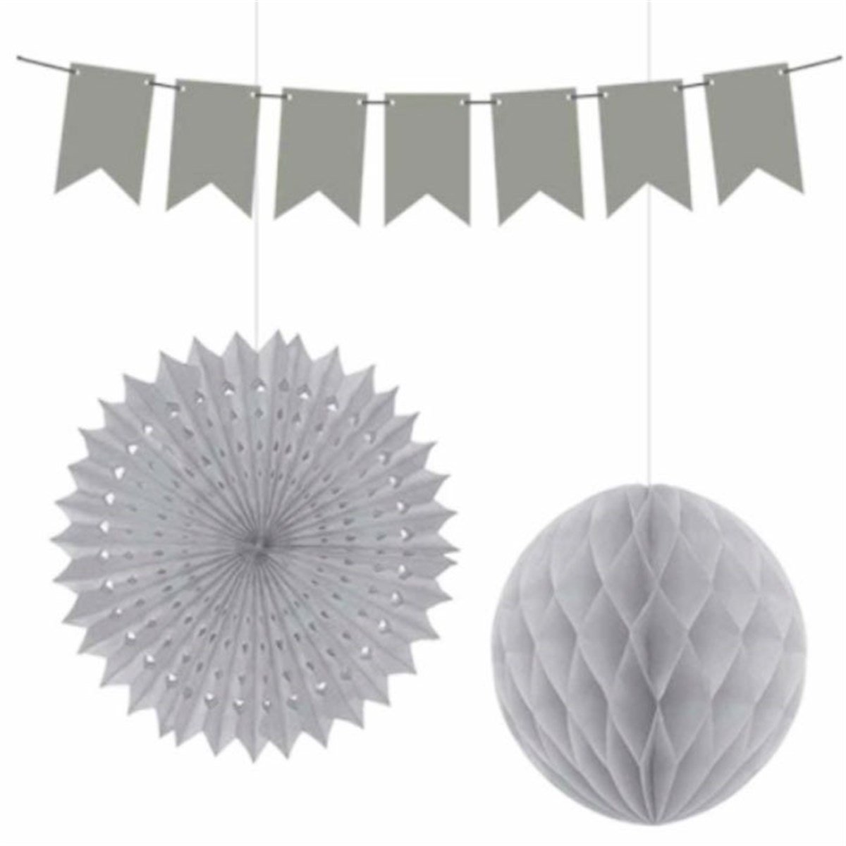 Gümüş Yelpaze Süs Seti 3 Adet