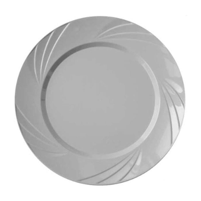 Lüks Plastik TabakGümüş Yuvarlak Mika Tabak  26 Cm 6 adet