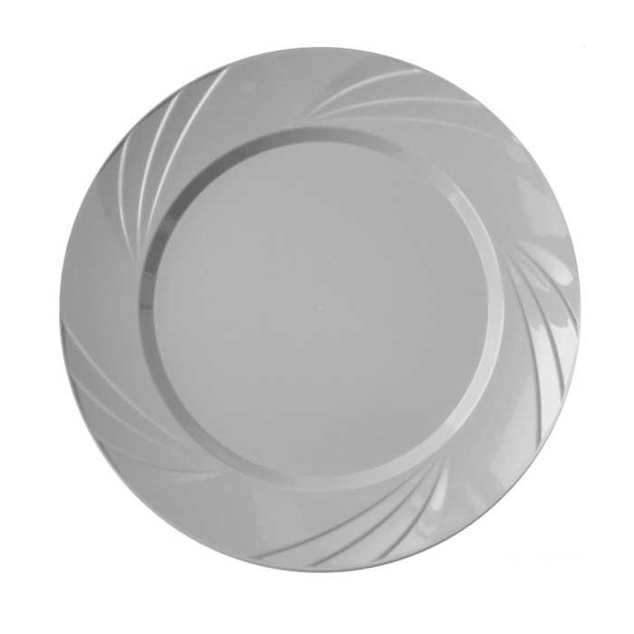 Lüks Plastik TabakGümüş Yuvarlak Mika Tabak 26 Cm 6 Adet