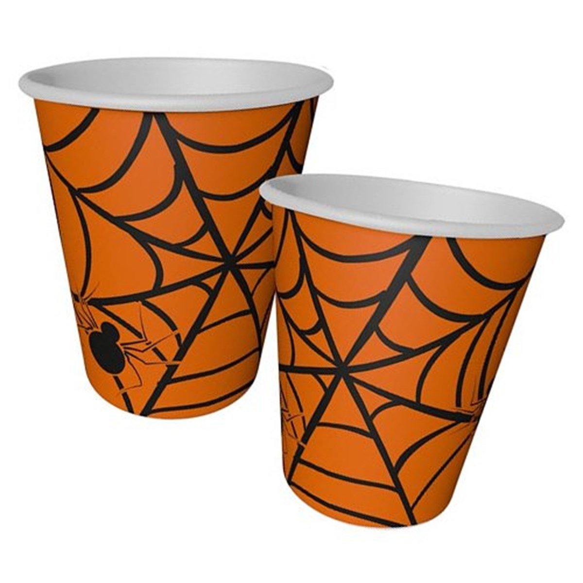 Halloween Turuncu Örümcek Ağlı Bardak 8 Adet