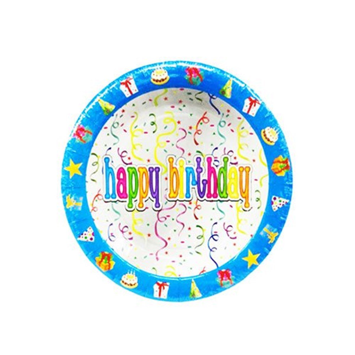 Happy Birthday Mavili Tabak 8 Adet 18 Cm