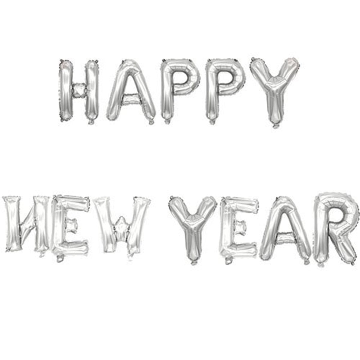 Happy New Year Gümüş Folyo Balon 35 Cm