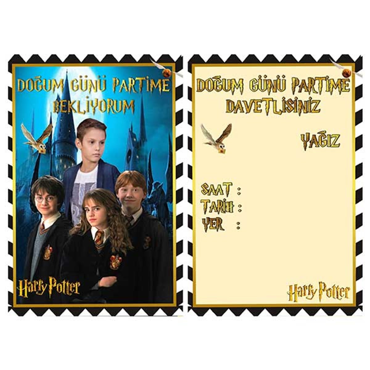 Harry Potter Kişiye Özel Davetiye 10 Adet
