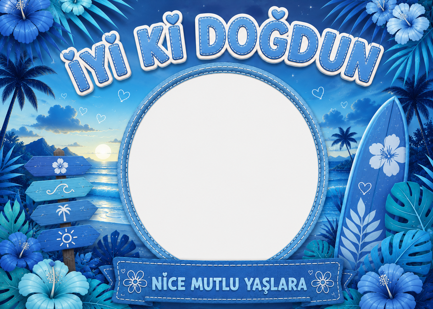 Stitch Hawai Temalı Doğum Günü Afiş