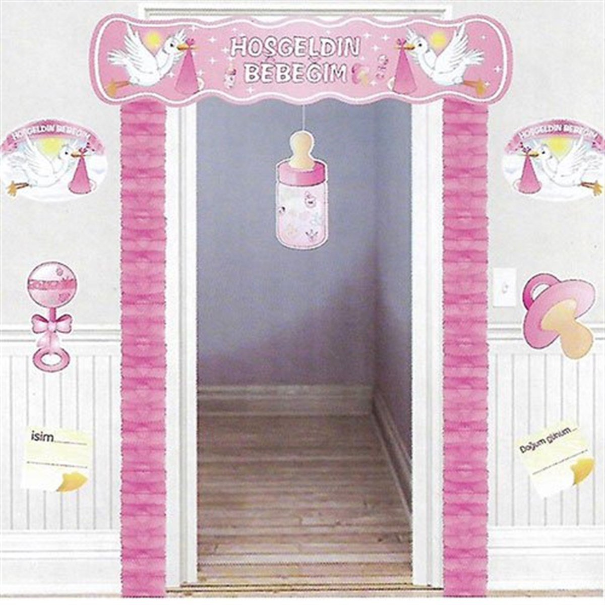 Hoşgeldin Bebeğim Pembe Kapı Banner