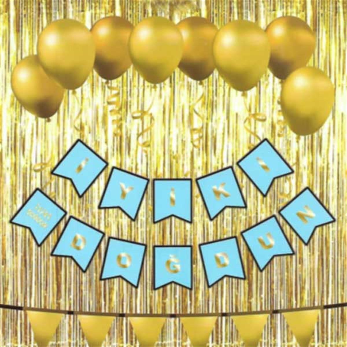 İyi ki Doğdun Mavi Gold Renk Karton Yazı