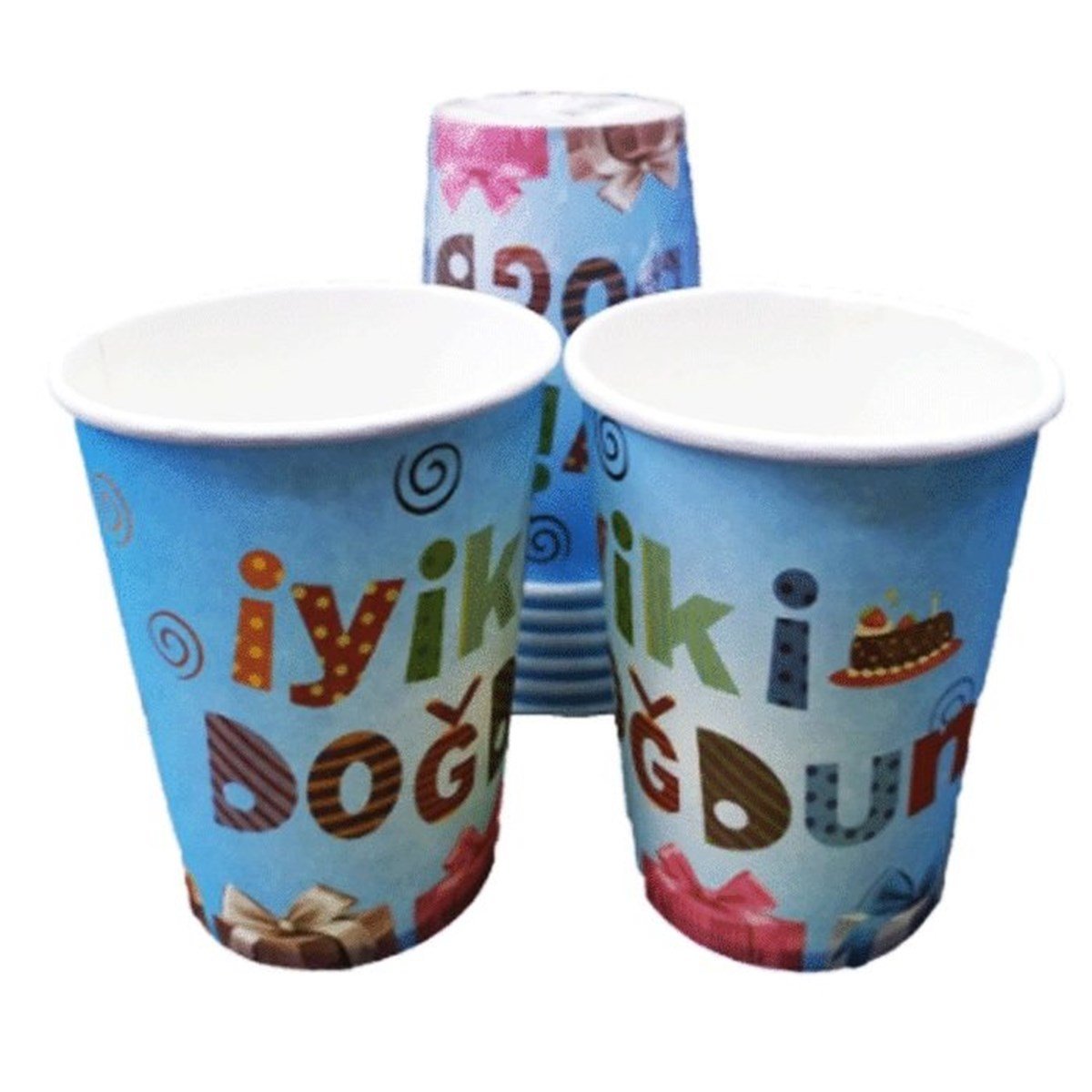 İyi Ki Doğdun Mavi Karton Bardak 8 Adet